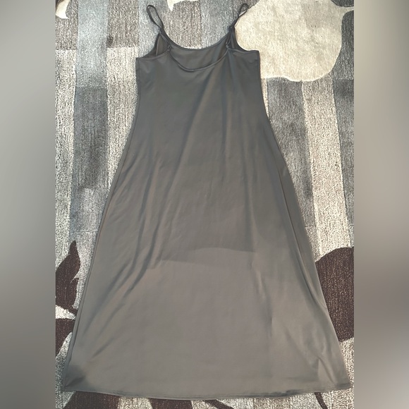 H Halston Strappy Dove Gray Cami Slip Dress w Double Front Slits - Picture 7 of 7